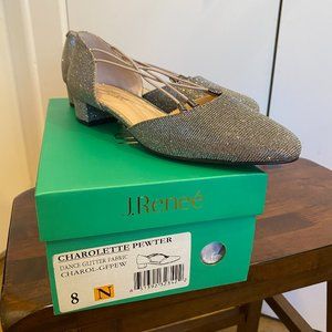 J. Renee Charolette Pump in Pewter Glitter Fabric, Size 8 Narrow.
